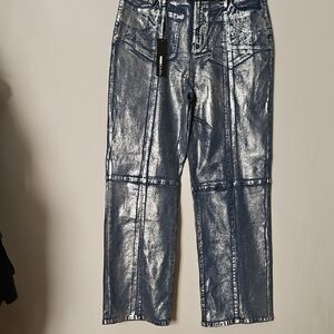 Silver Metallic Women's Jeans